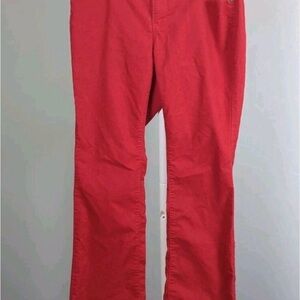 Ann Taylor LOFT Curvy Boot Corduroy Pants Red 10P 30x29 Mid Rise Stretch